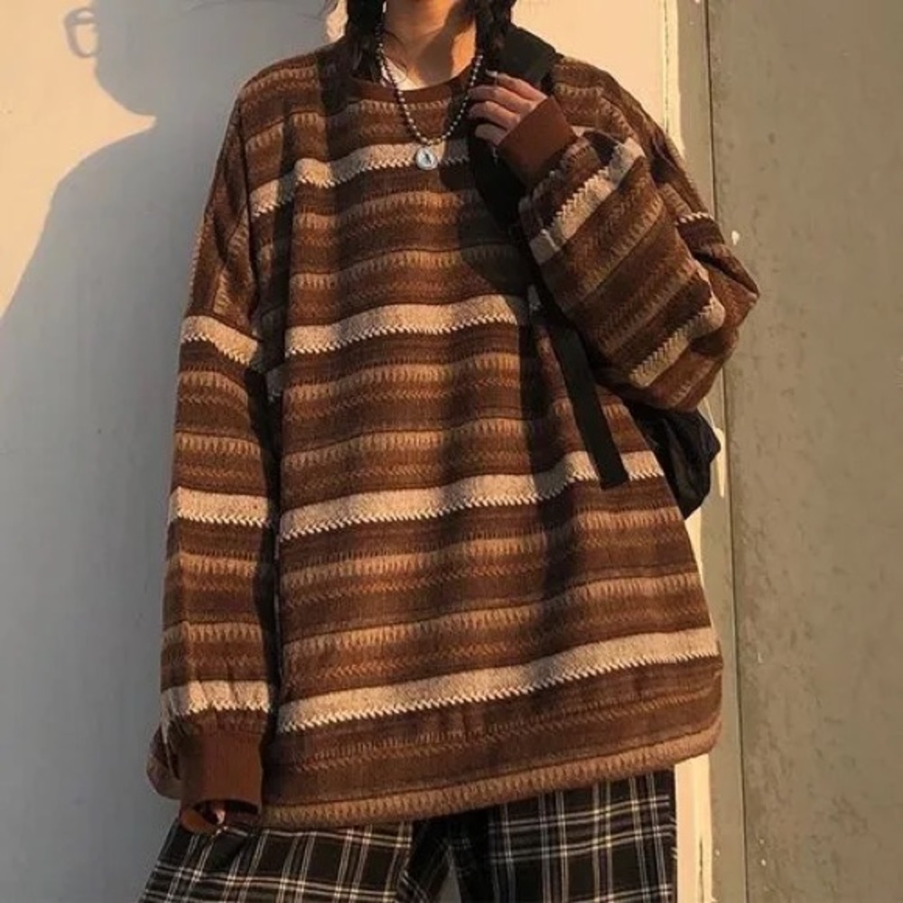 Oversized Pocket Striped Sweater